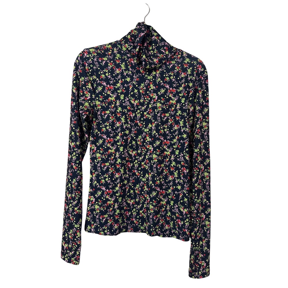 Essentiel Antwerp Haisy Black Floral Print Long Sleeve Turtleneck Top Size 2